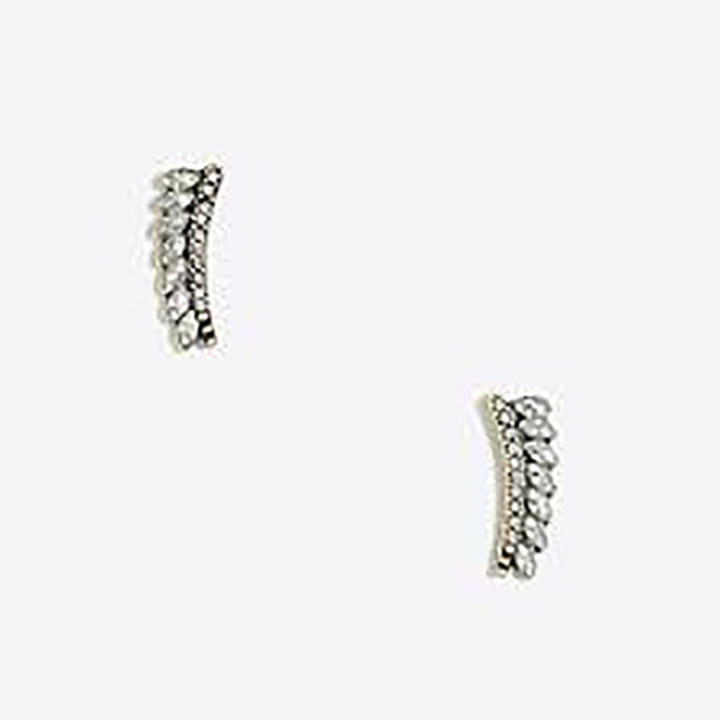 JCrew Feather Stud Silver Gemstone Ear Climber Earrings Nwt 225 7$